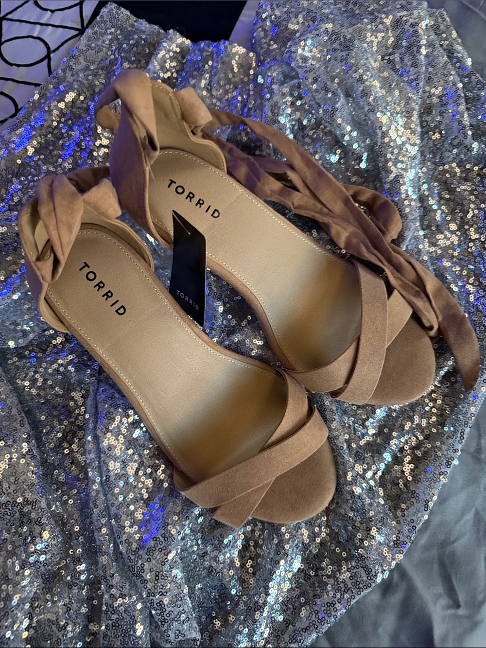 Torrid Brown Suede Wrap Heel Sandals